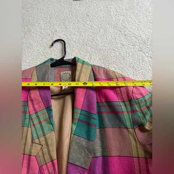 Cute Pink Vintage Women's Blazer Jacket By Exterior Size M Plaid 60% Rayon - Picture 8 of 13